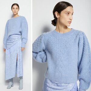 NEW Jonathan Simkhai Stella Alpaca Bouclé Crewneck Pullover Periwinkle Blue Cozy
